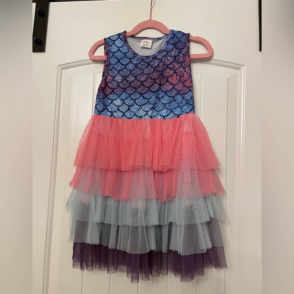 Mermaid Scale Dress with Tulle Skirt